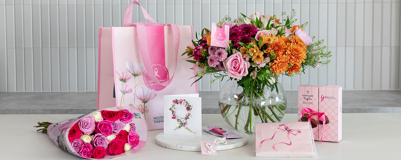 Interiør- og blomsterbilde med klikkbare elementer